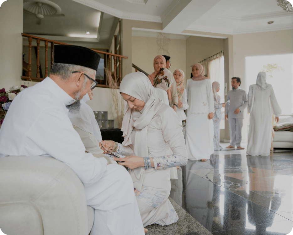 Family gathering in traditional attire